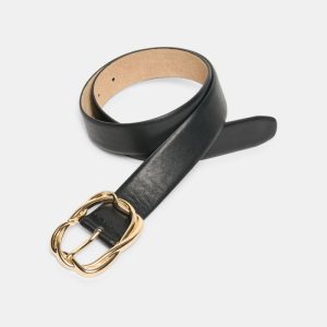 Braided Buckle Belt Black Gold