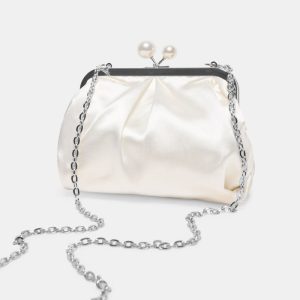 Kendall Clutch White Satin