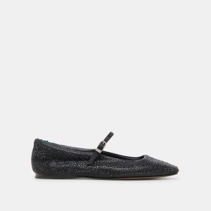 Reyes Crystal Ballet Flats Black Metallic Crystal