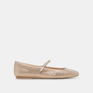 Reyes Crystal Ballet Flats Light Gold Crystal