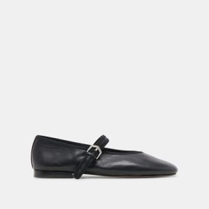 Roslyn Ballet Flats Black Leather