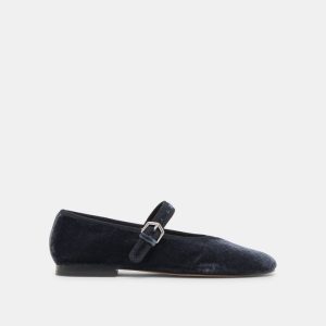 Roslyn Ballet Flats Dusty Blue Velvet