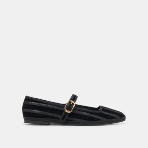 Tameka Ballet Flats Black Stripe Mesh