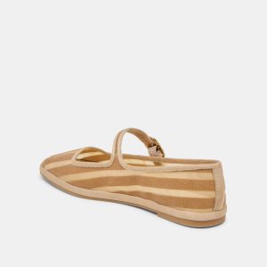 Tameka Ballet Flats Tan Stripe Mesh