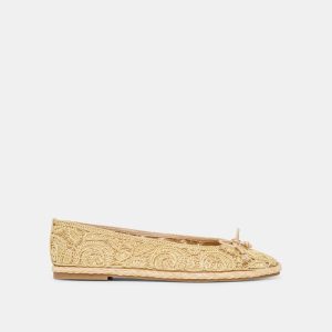 Tianna Ballet Flats Lt Natural Raffia Lace