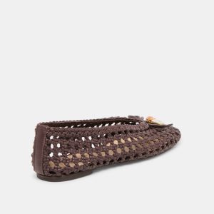 Cason Ballet Flats Dk Brown Woven Leather