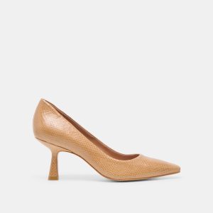 Briona Heels Whiskey Embossed Leather