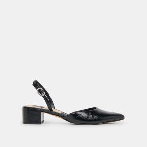 Carel Heels Midnight Crinkle Patent Leather