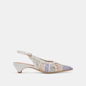 Dafney Heels White Multi Woven Leather