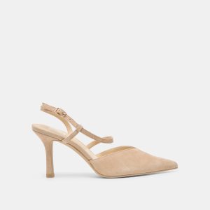 Kamra Heels Camel Suede
