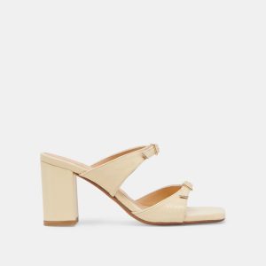 Shane Heels Light Yellow Crinkle Patent