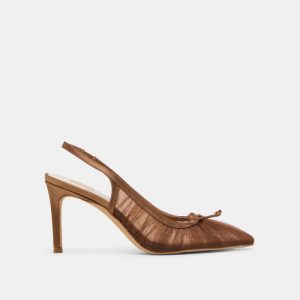Yela Heels Mid Brown Tulle