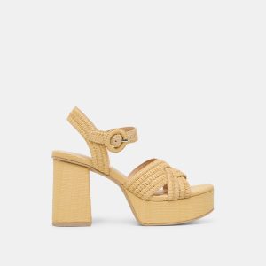 Bety Heels Lt Natural Woven Raffia