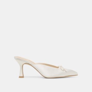 Cleo High Heels Off White Satin