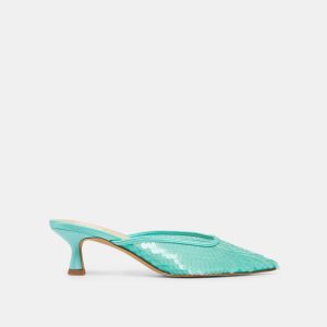 Cleo Sequin Heels Aqua Sequin