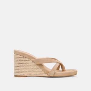 Helan Espadrille Wedges Camel Suede