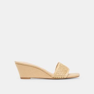 Qaily Wide Wedges Lt Natural Raffia